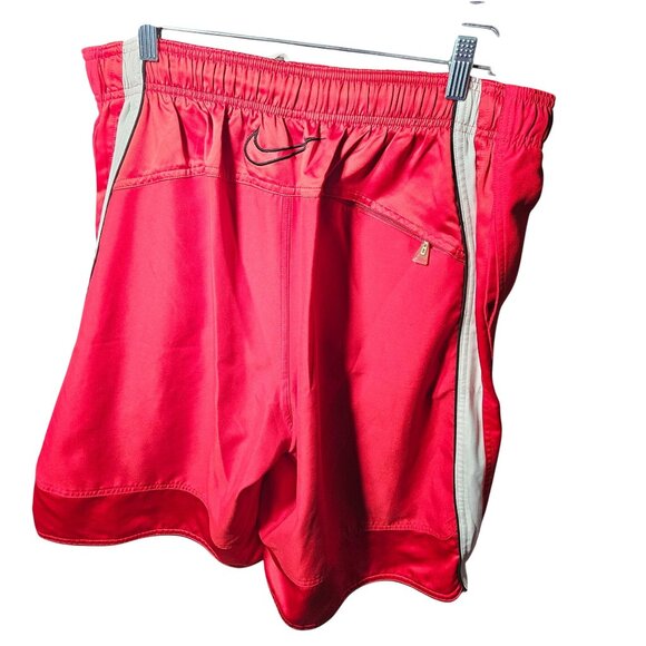 Y2K Nike Mens Red Swim Trunks With Drawstring Waist & White Trim Size L - Picture 8 of 9